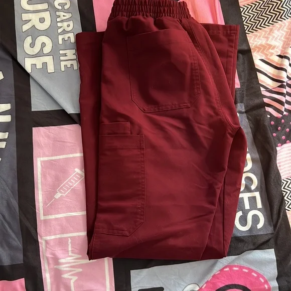 Figs Yola Skinny Scrub Pant in Color Burgundy - Picture 6 of 7